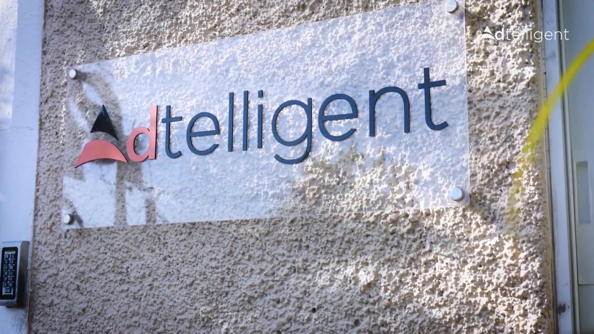 The Adtelligent sign outside our Kingston studio, from the new studio promo